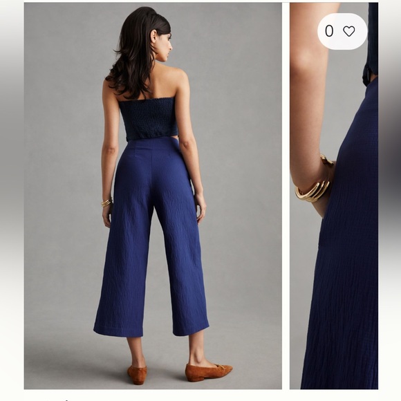 Maeve By Anthropologie Pintucked Wide-Leg Pants navy - Picture 2 of 6
